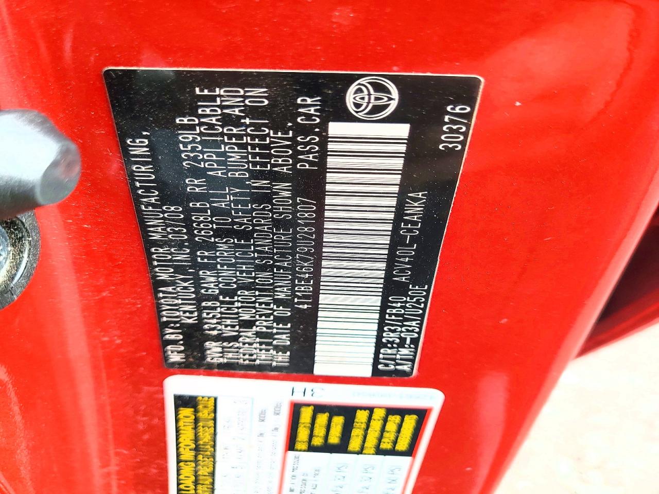 2009 TOYOTA CAMRY BASE photo 12