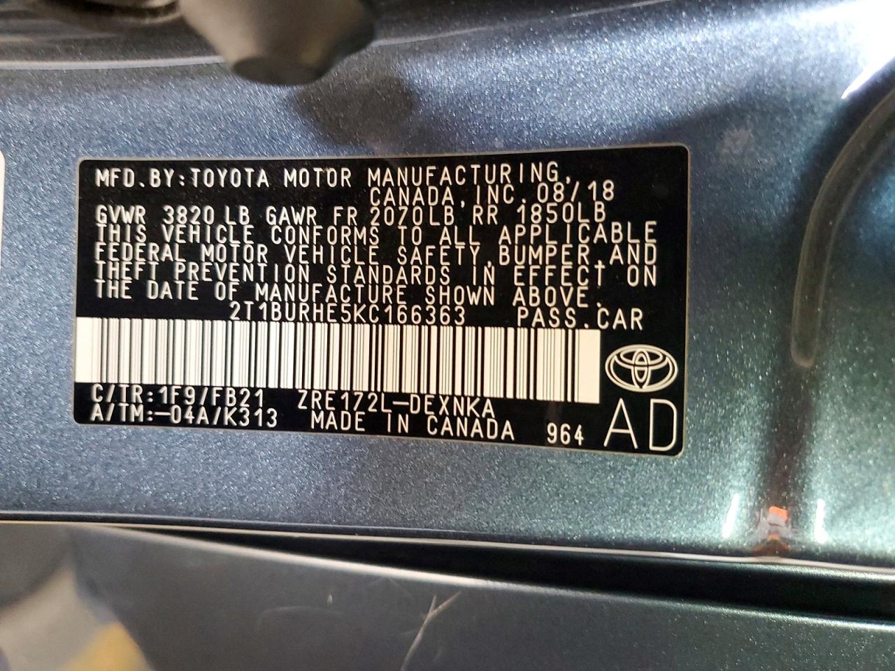 2019 TOYOTA COROLLA L photo 34