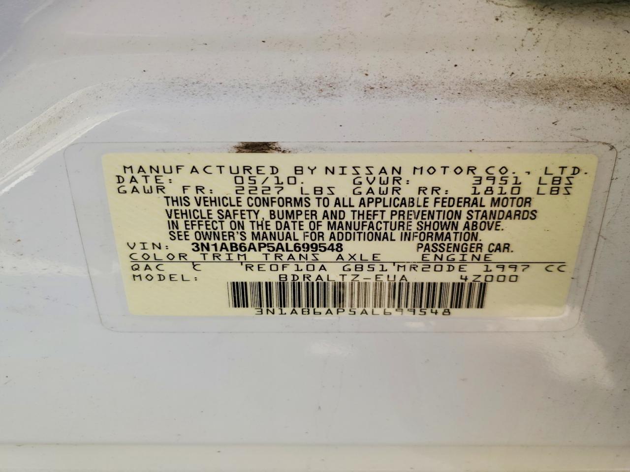 2010 NISSAN SENTRA 2.0 photo 23