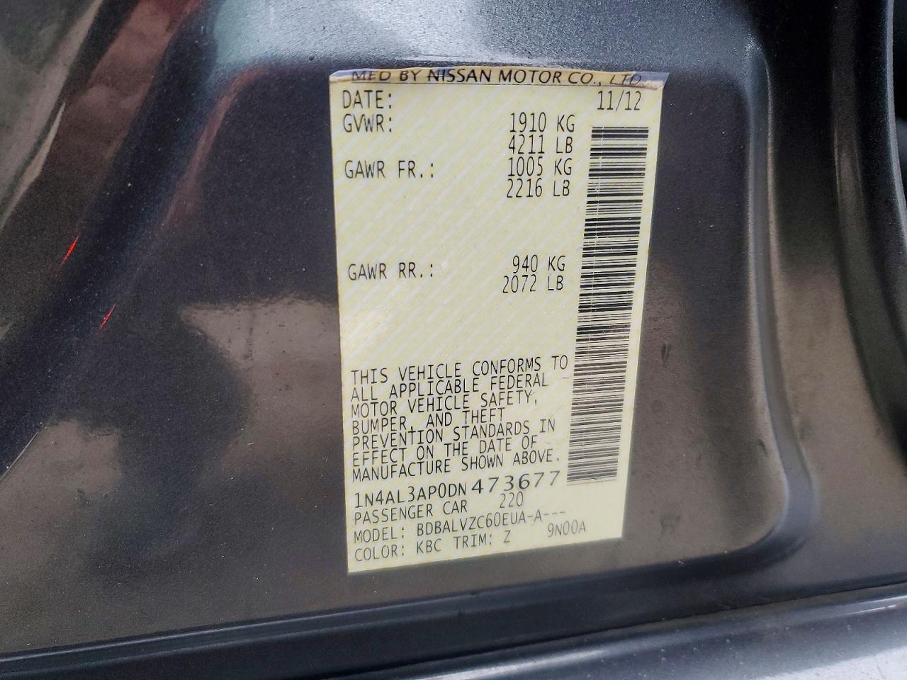 2013 NISSAN ALTIMA 2.5 photo 12