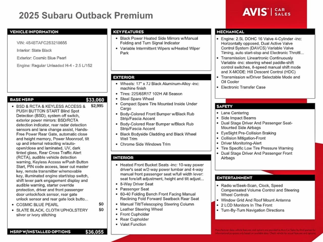 2025 SUBARU OUTBACK PREMIUM photo 13