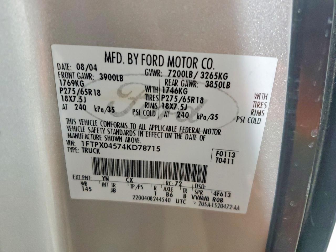 2004 FORD F150 photo 12