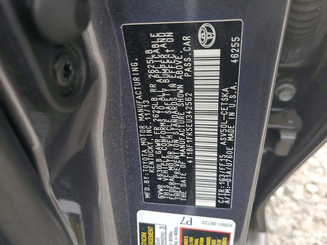 2014 TOYOTA CAMRY L photo 12