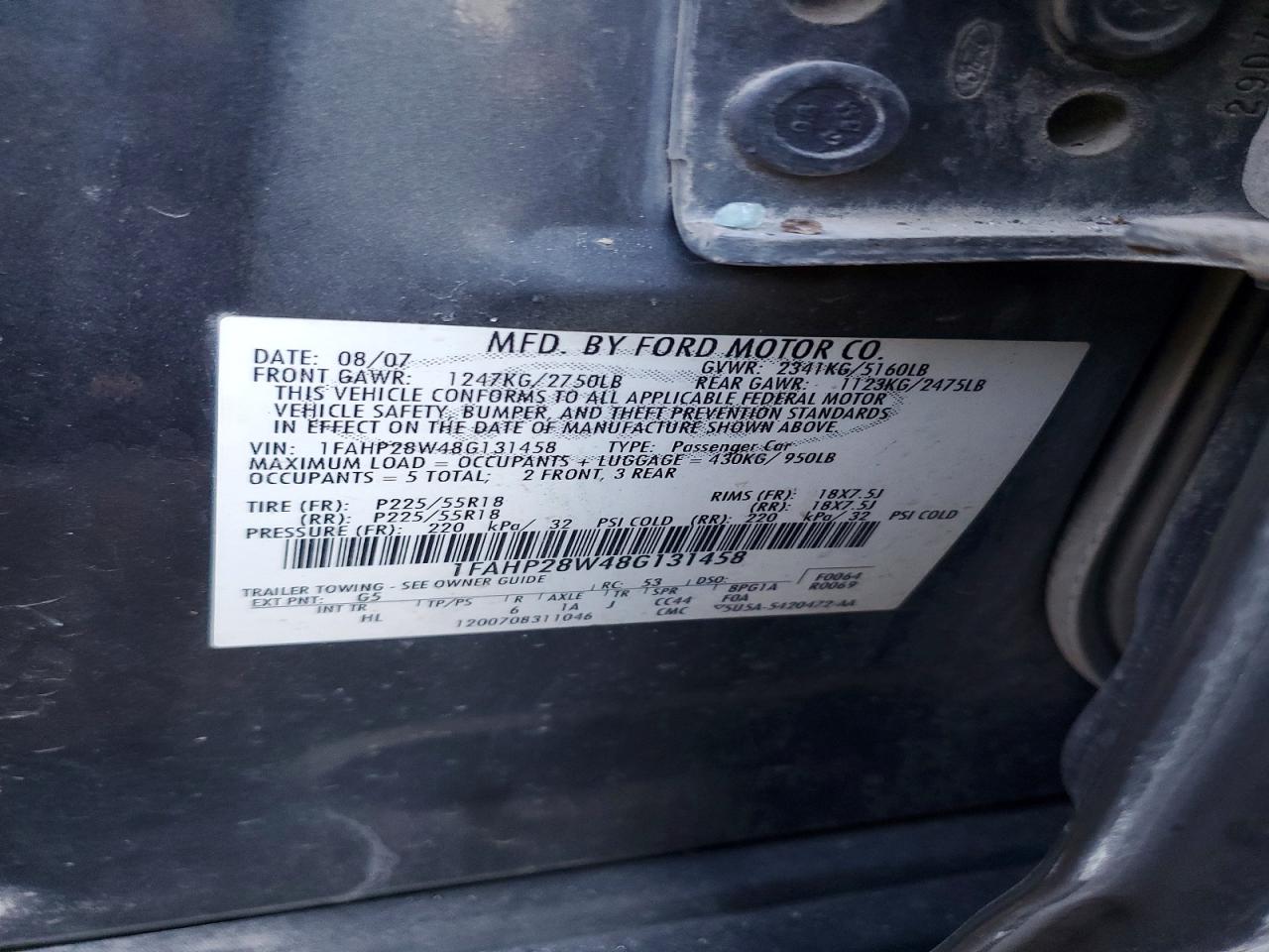 2008 FORD TAURUS LIMITED photo 12