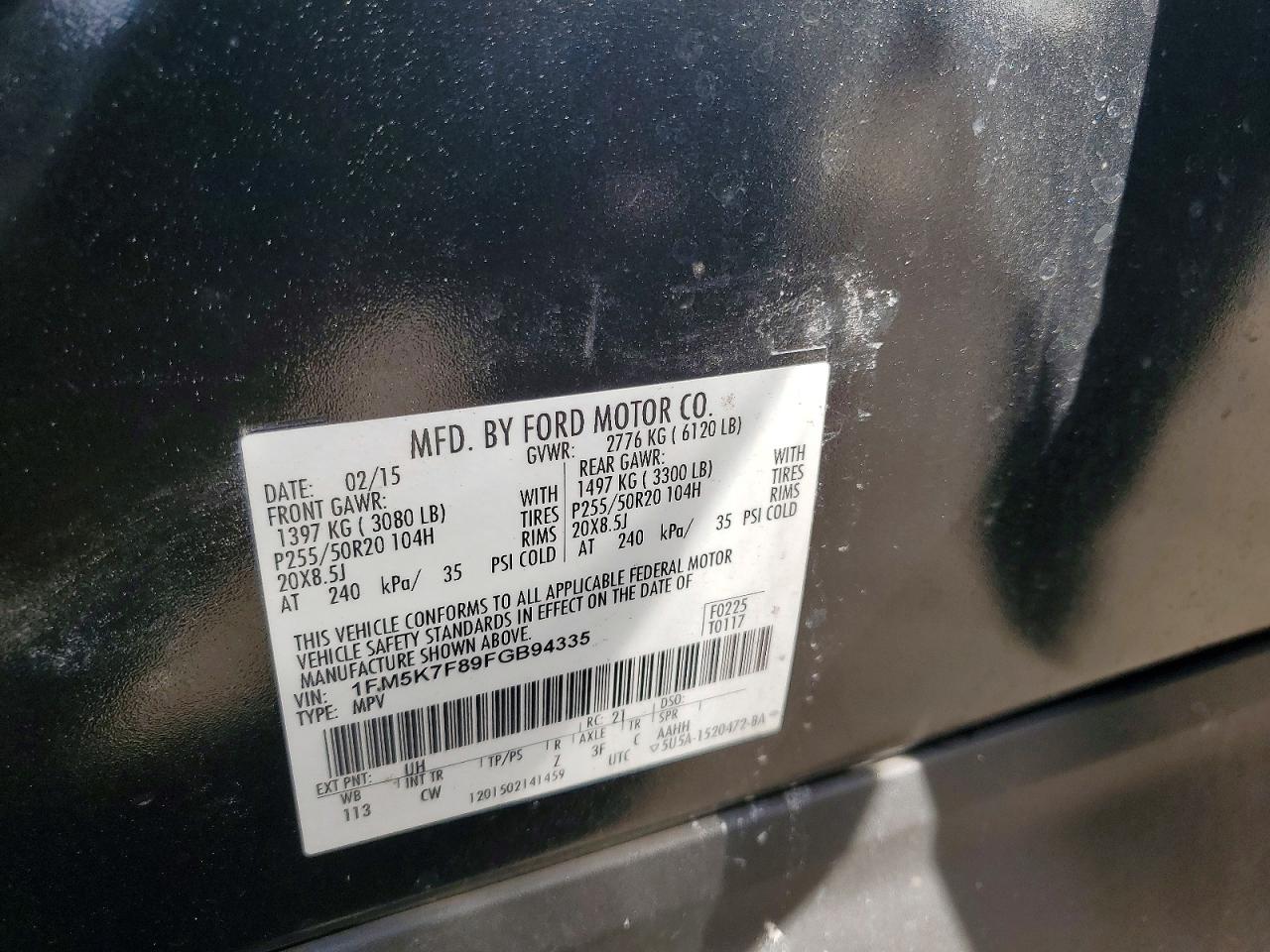 2015 FORD EXPLORER LIMITED photo 12