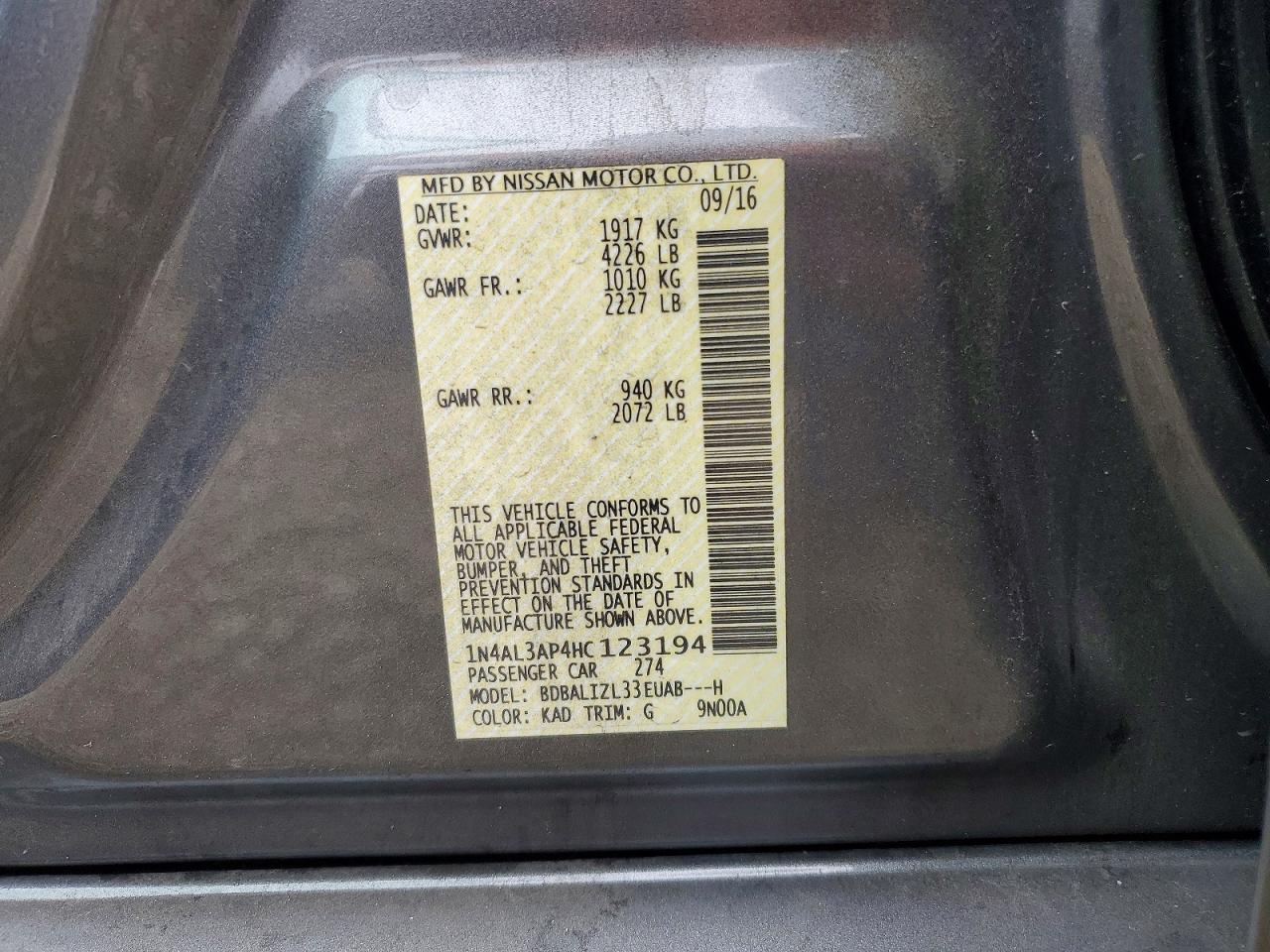 2017 NISSAN ALTIMA 2.5 photo 23