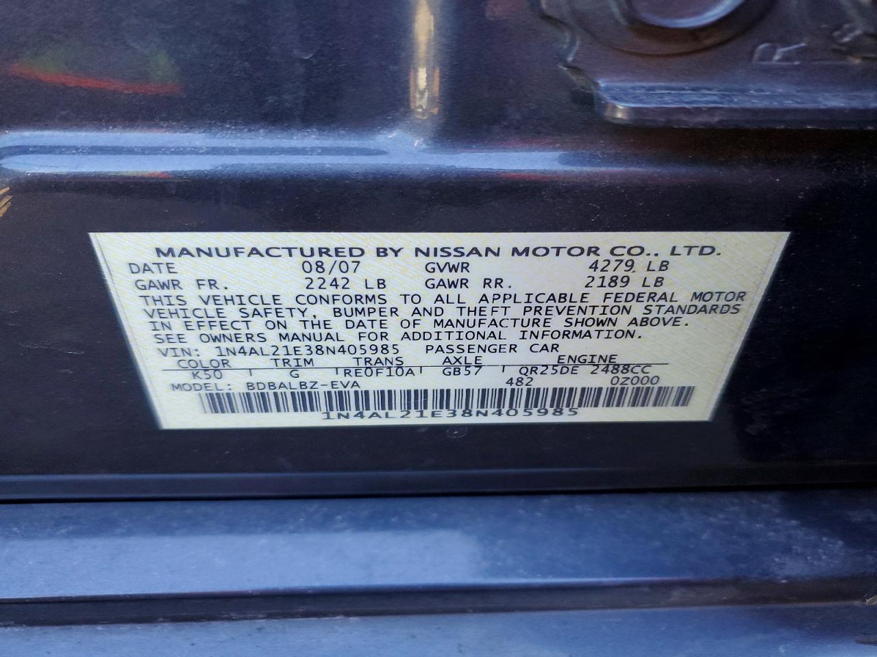 2008 NISSAN ALTIMA 2.5 photo 12