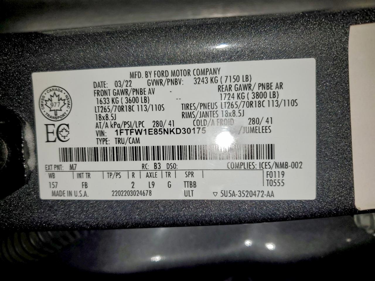 2022 FORD F150 SUPERCREW photo 12