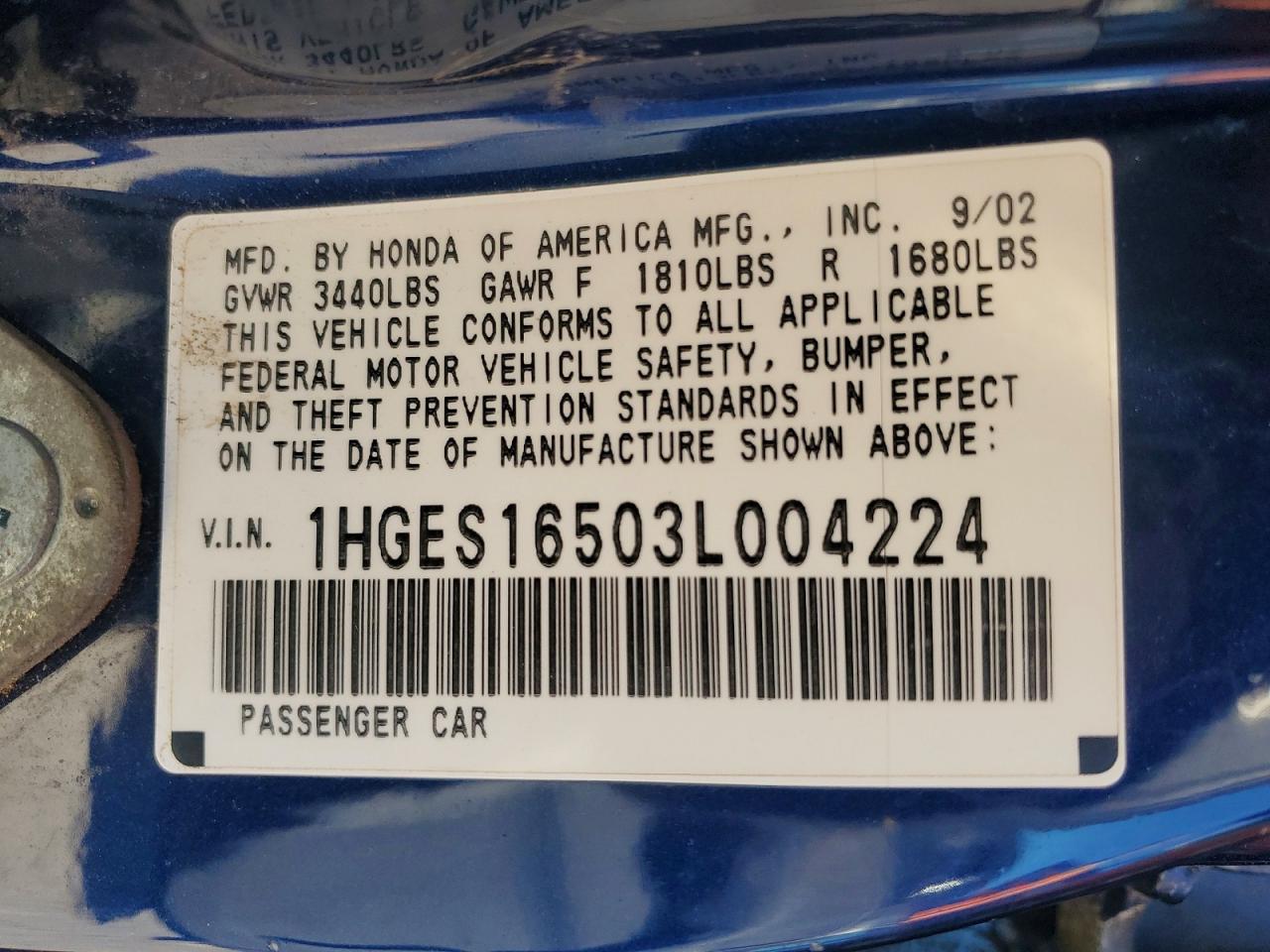 2003 HONDA CIVIC LX photo 23