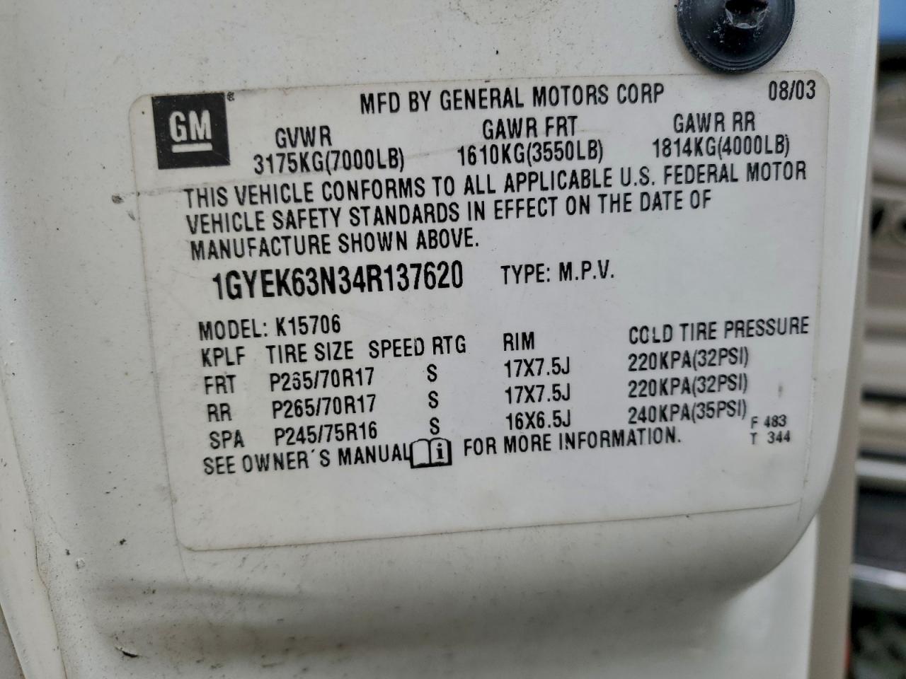 2004 CADILLAC ESCALADE photo 12