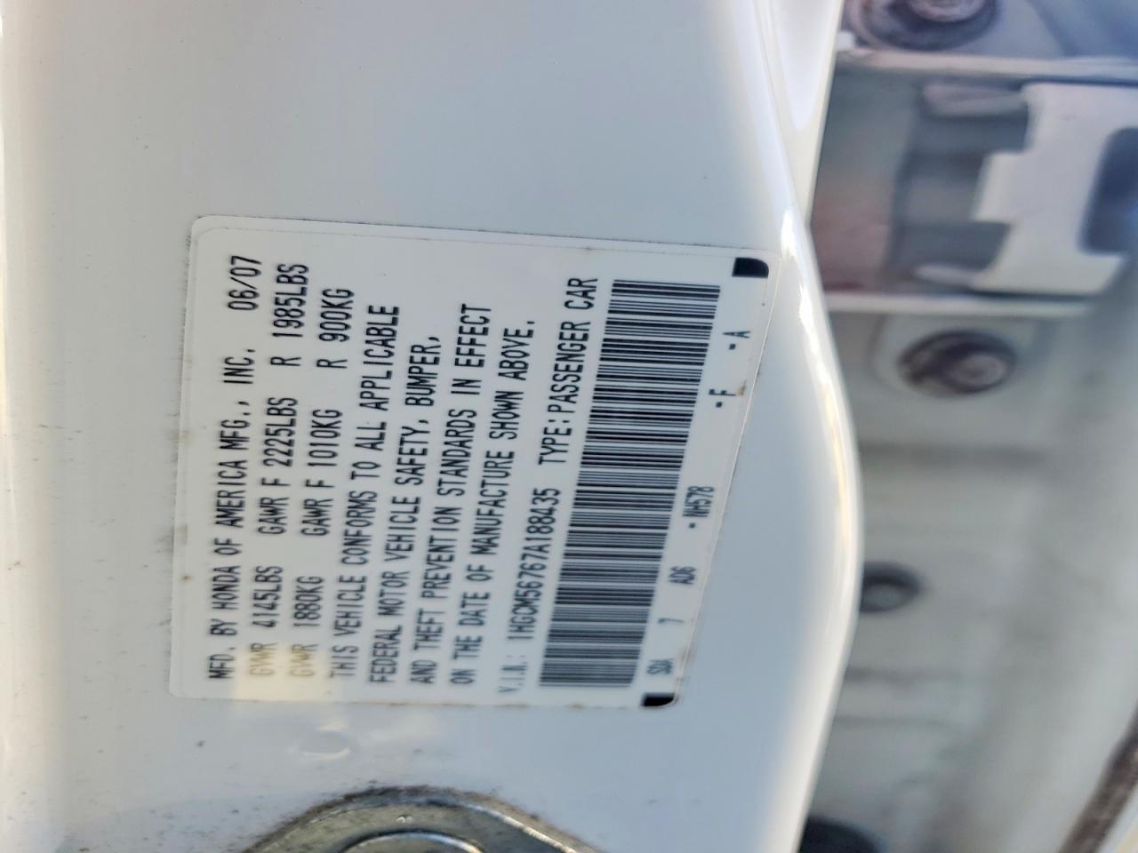 2007 HONDA ACCORD EX photo 12
