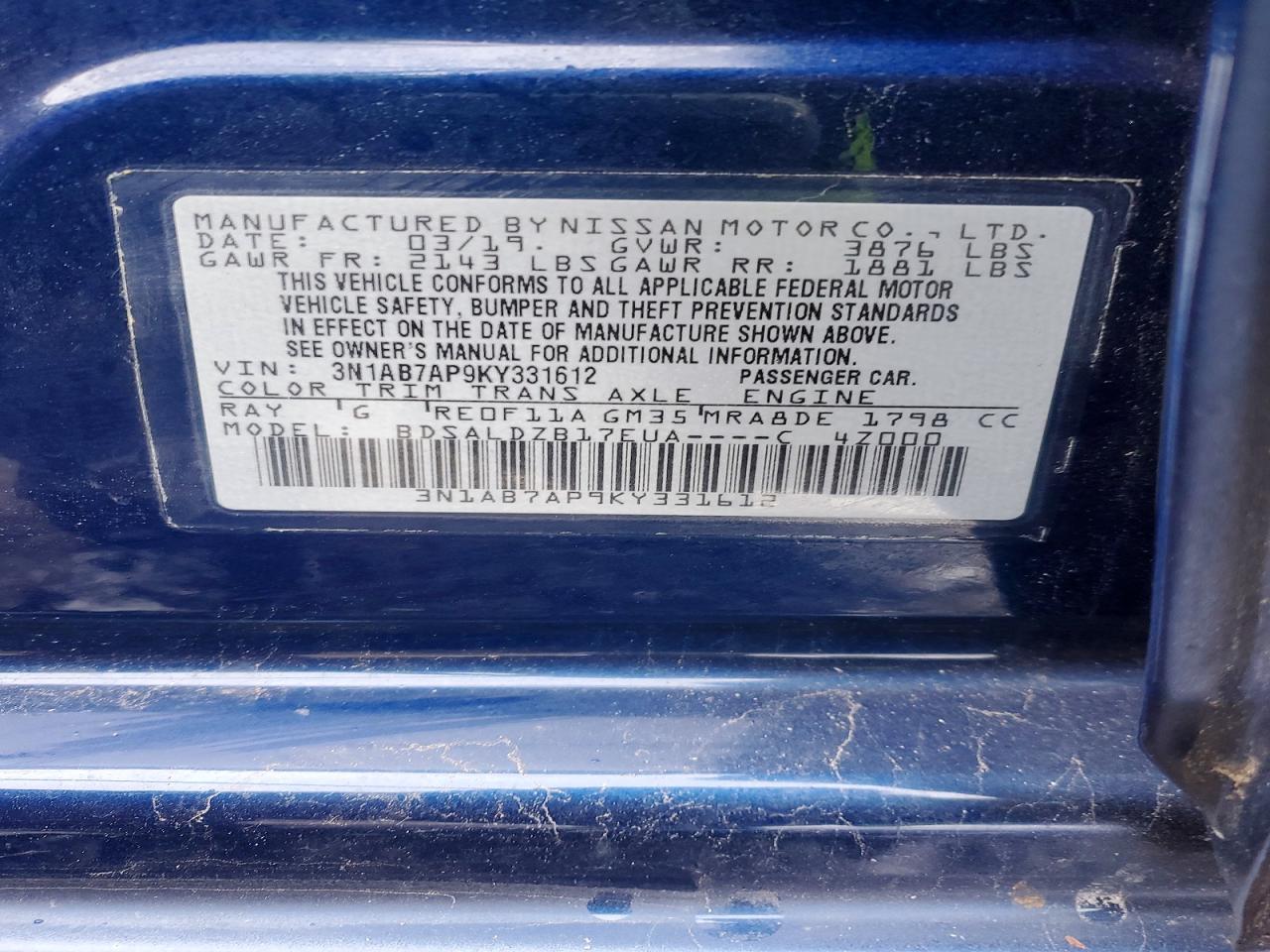 2019 NISSAN SENTRA SV photo 13