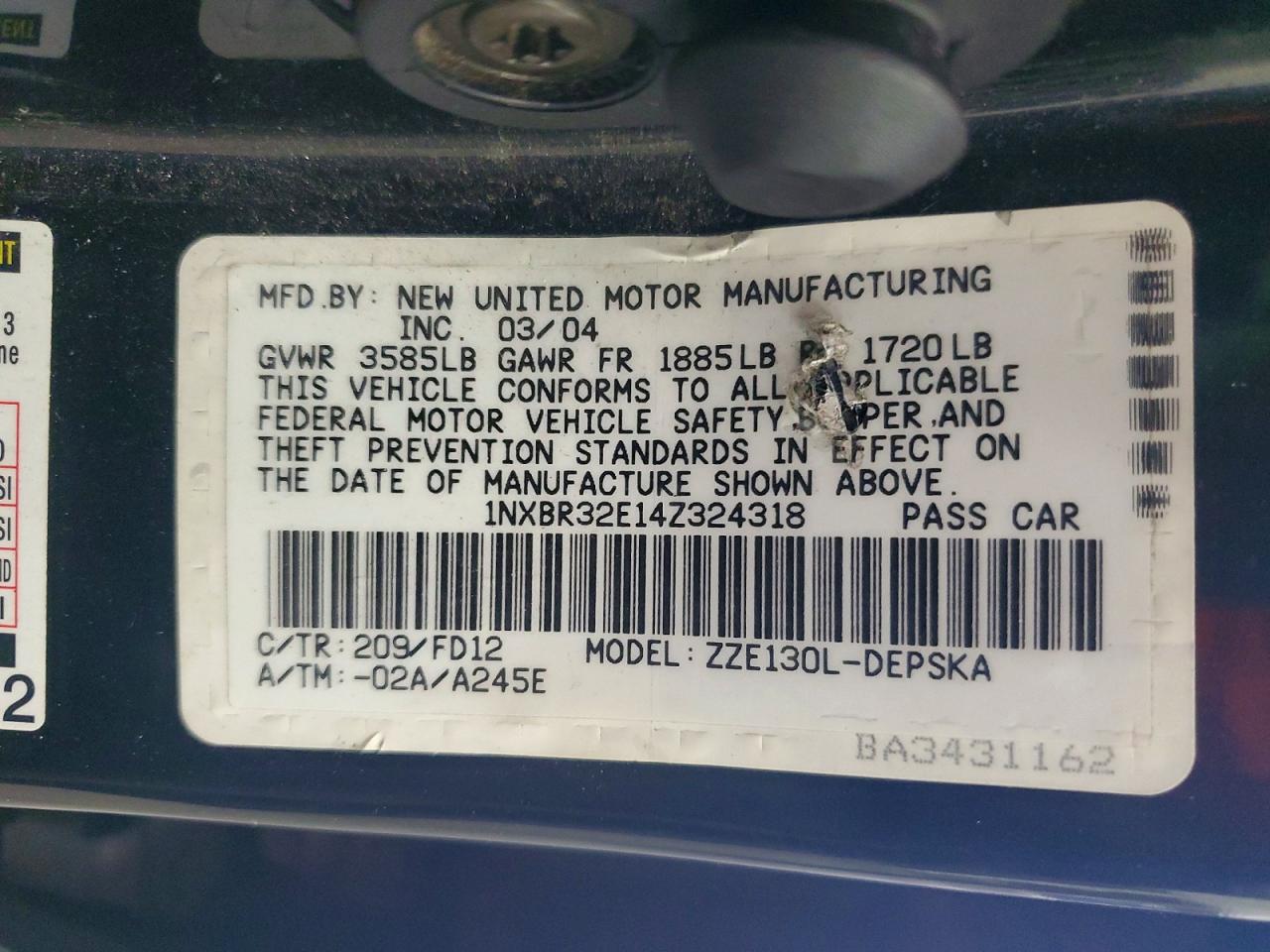 2004 TOYOTA COROLLA CE photo 13