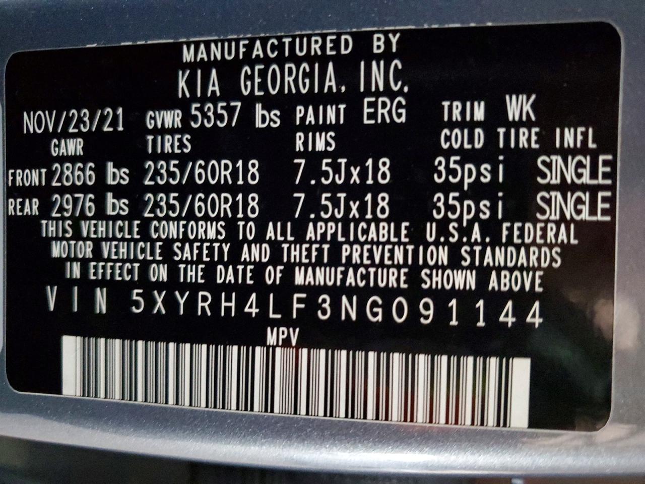 2022 KIA SORENTO EX photo 13