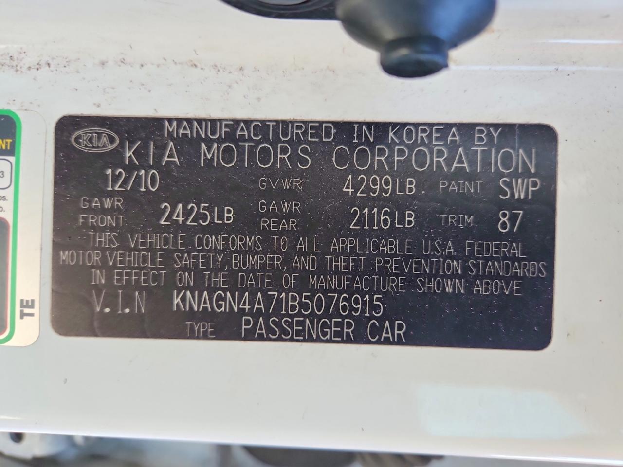2011 KIA OPTIMA EX photo 12