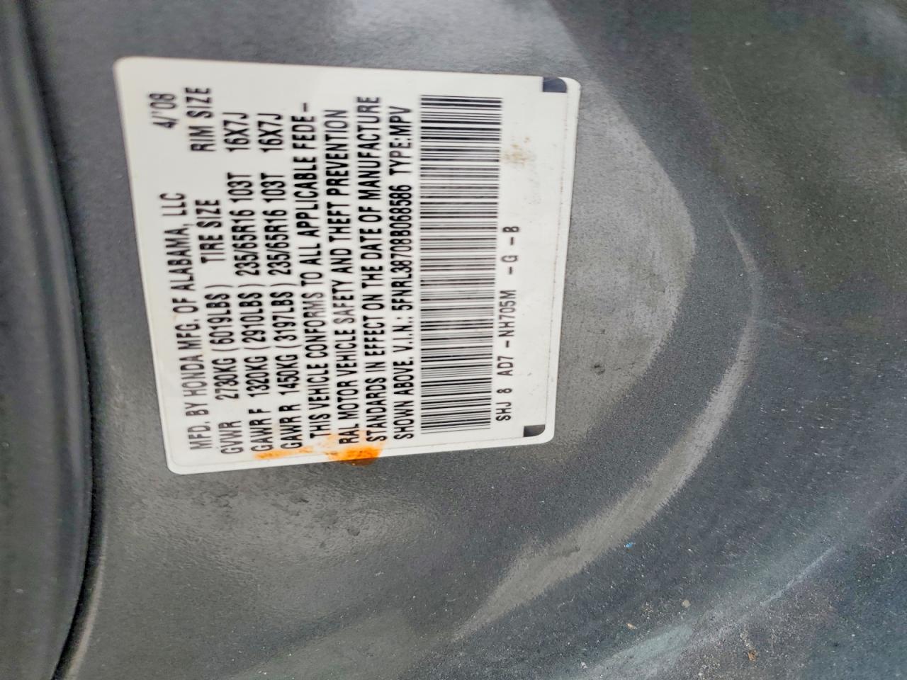 2008 HONDA ODYSSEY photo 25