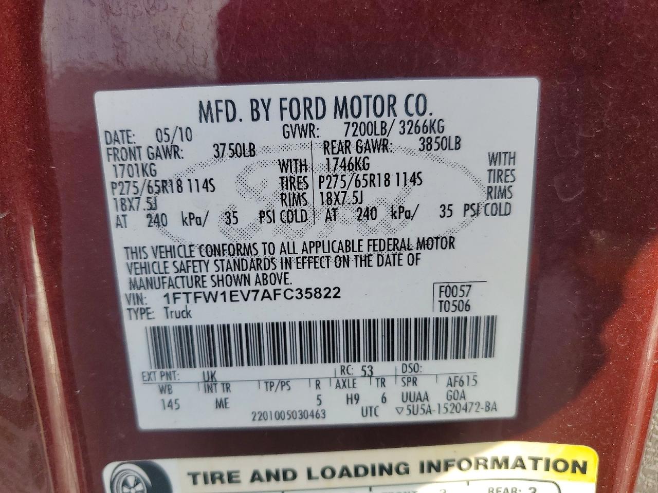 2010 FORD F150 SUPERCREW photo 12