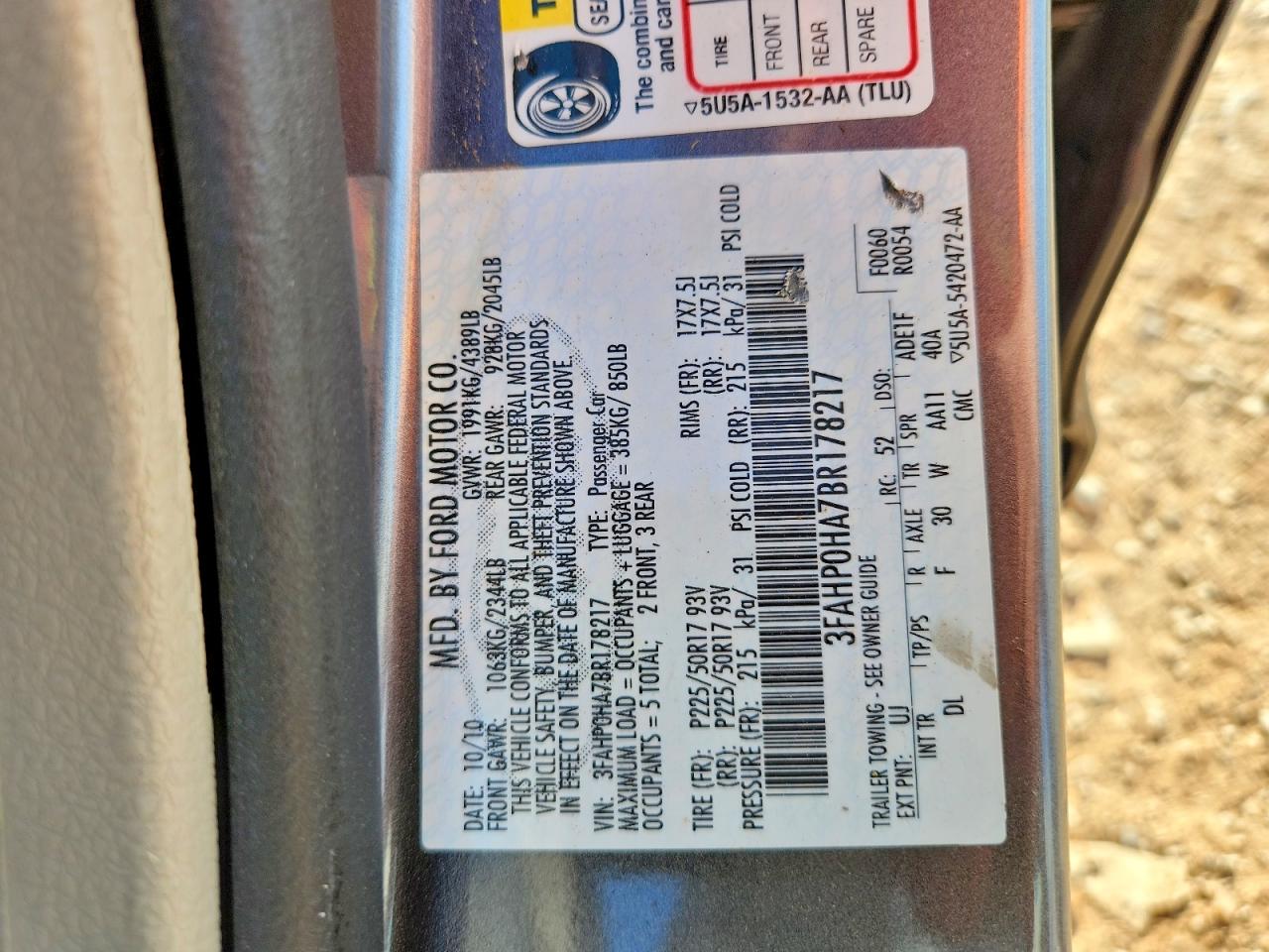 2011 FORD FUSION SE photo 12