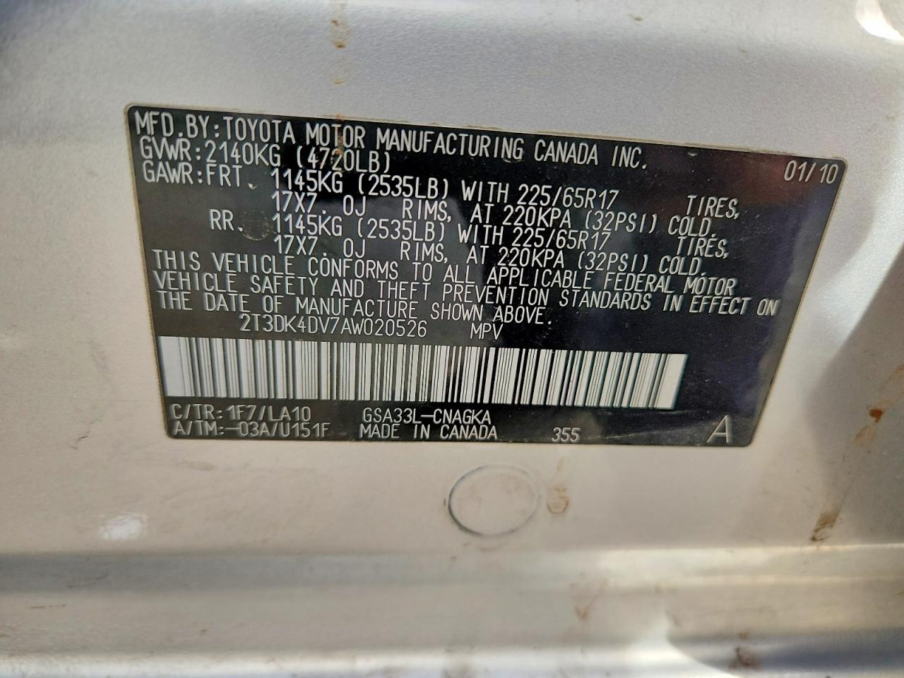 2010 TOYOTA RAV4 LIMITED photo 12