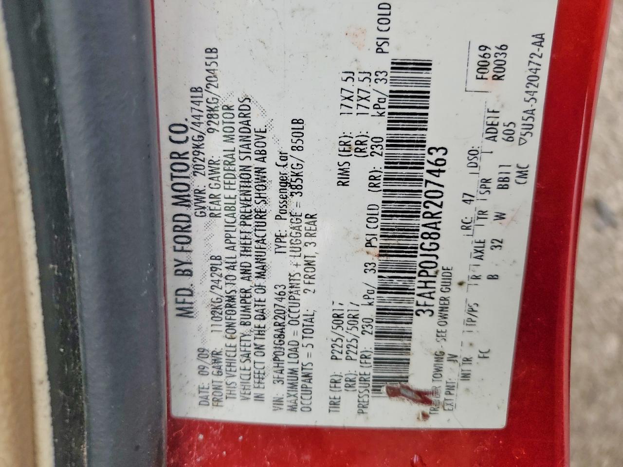 2010 FORD FUSION SEL photo 13