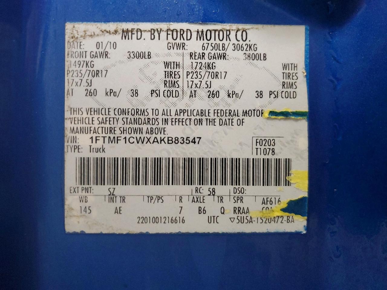 2010 FORD F150 photo 12