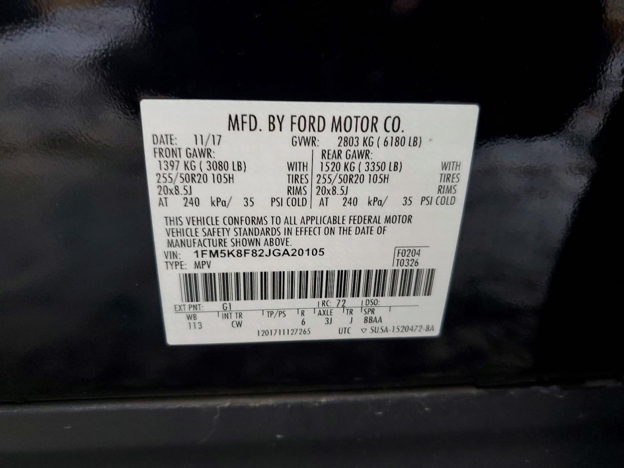 2018 FORD EXPLORER LIMITED photo 14