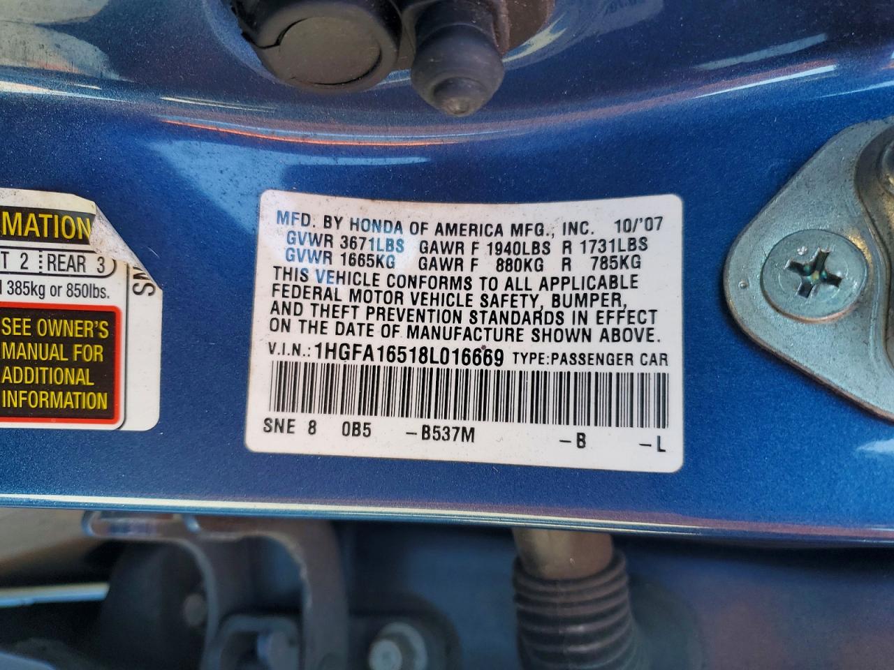 2008 HONDA CIVIC LX photo 13