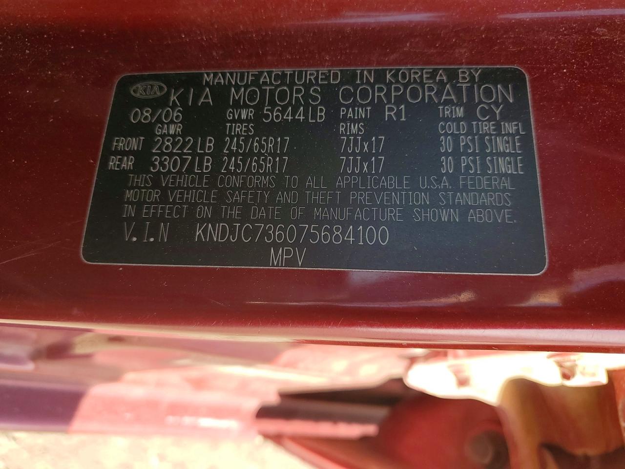 2007 KIA SORENTO EX photo 13