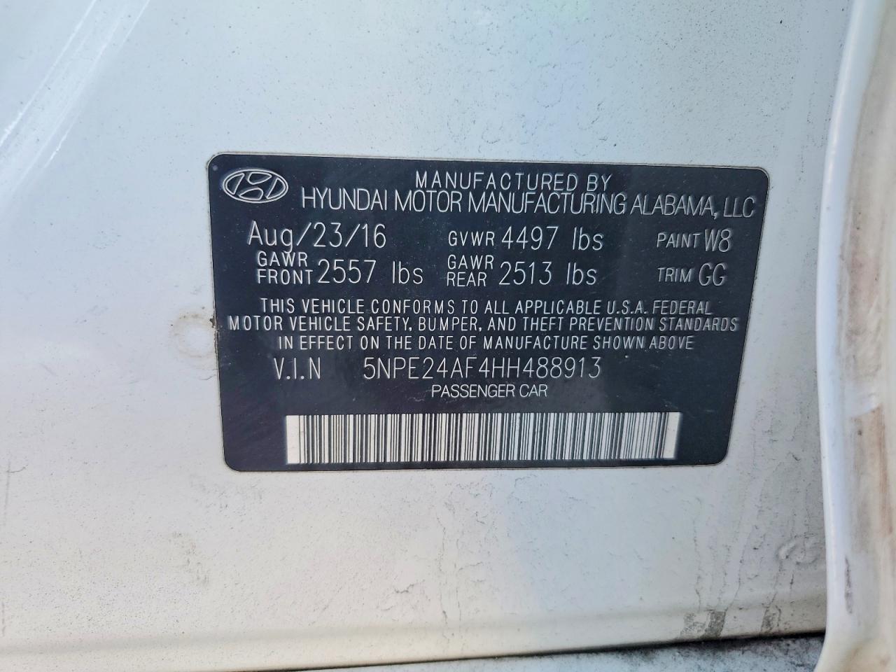 2017 HYUNDAI SONATA BASE photo 12