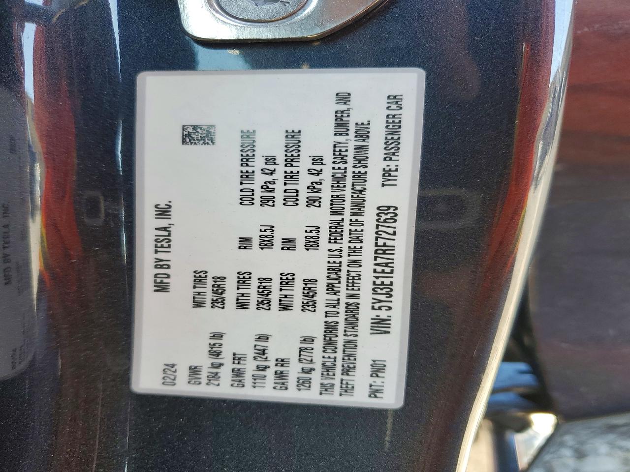 2024 TESLA MODEL 3 photo 13