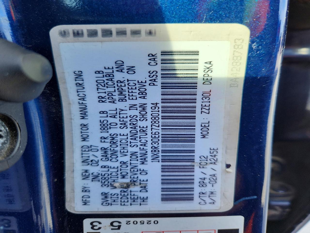 2007 TOYOTA COROLLA CE photo 12