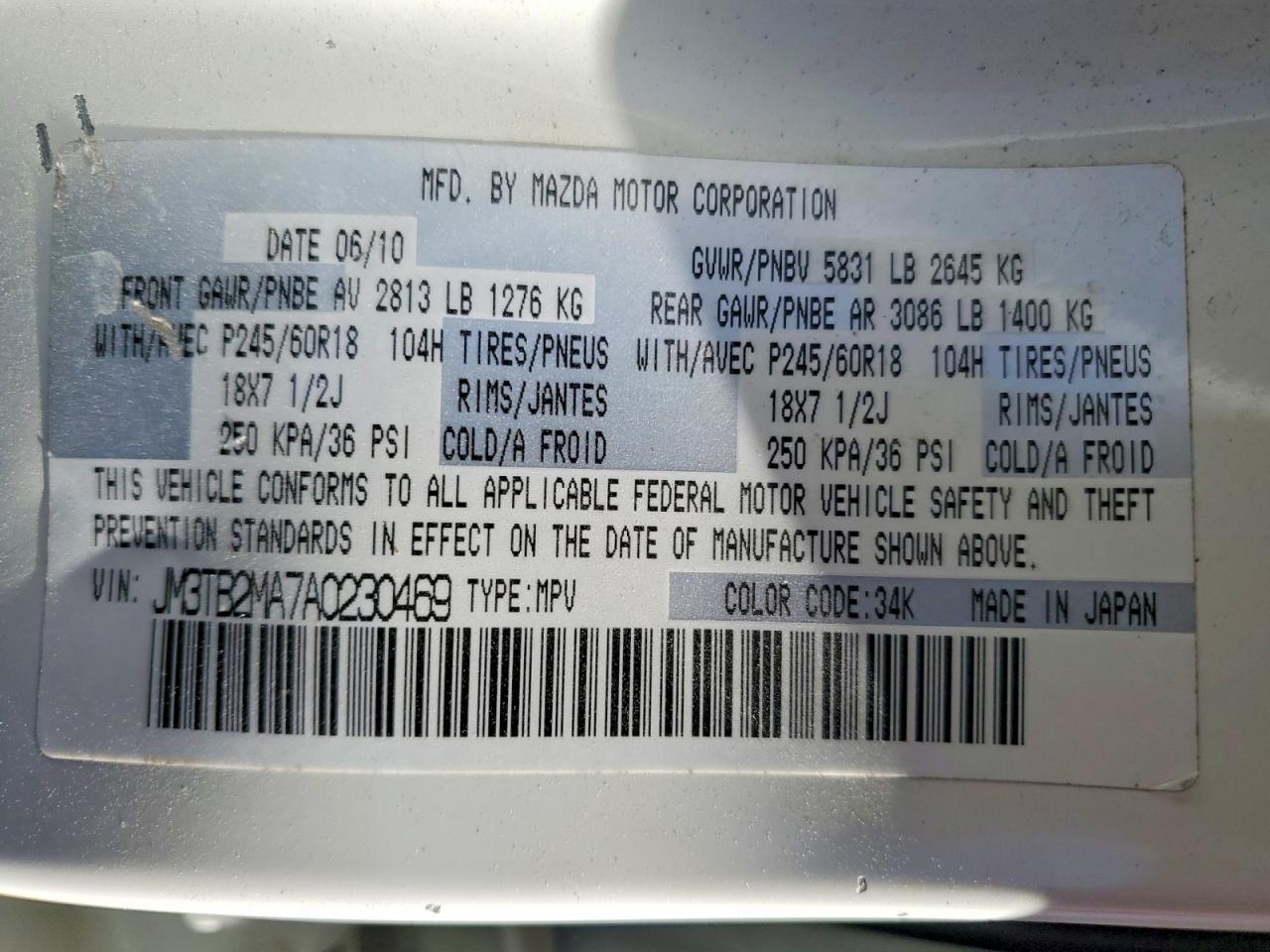 2010 MAZDA CX-9 photo 13
