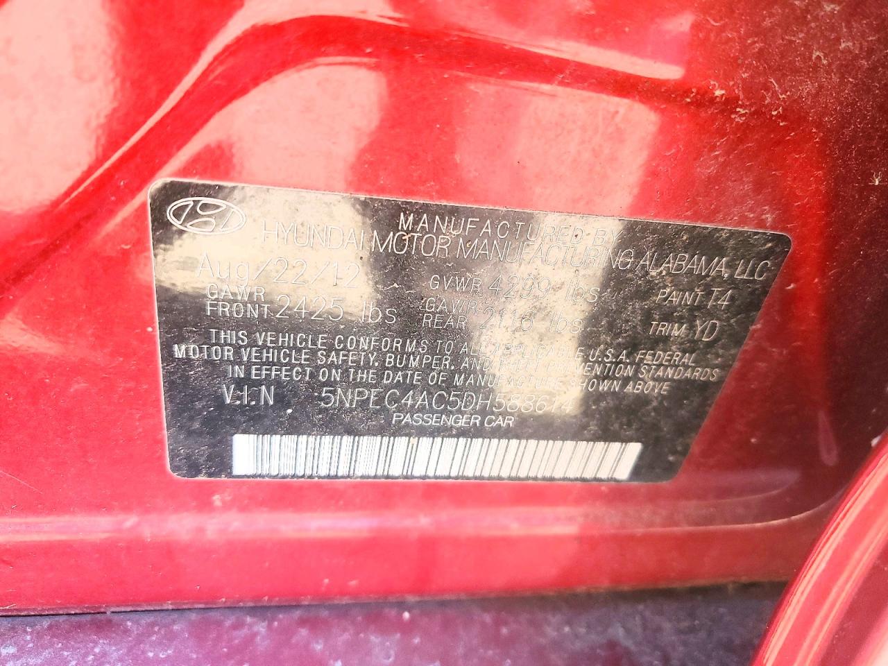 2013 HYUNDAI SONATA SE photo 12