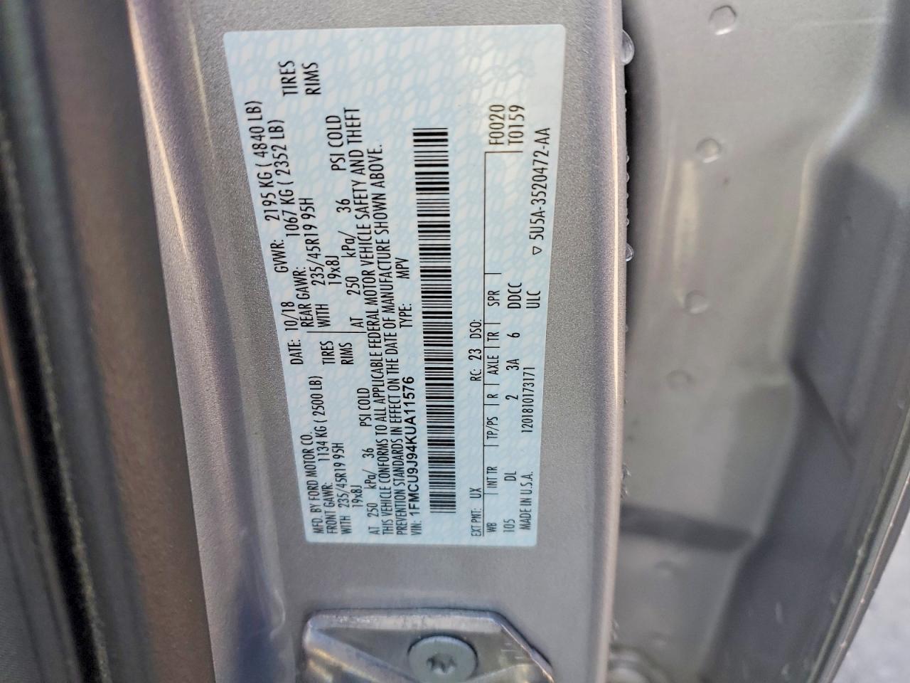 2019 FORD ESCAPE TITANIUM photo 13