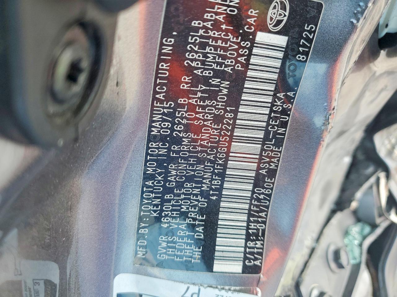 2016 TOYOTA CAMRY LE photo 12