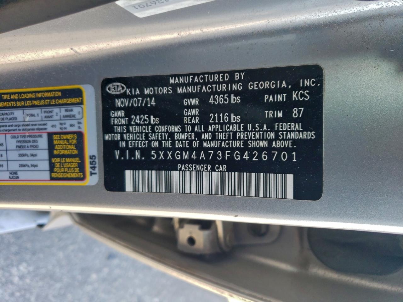 2015 KIA OPTIMA LX photo 12