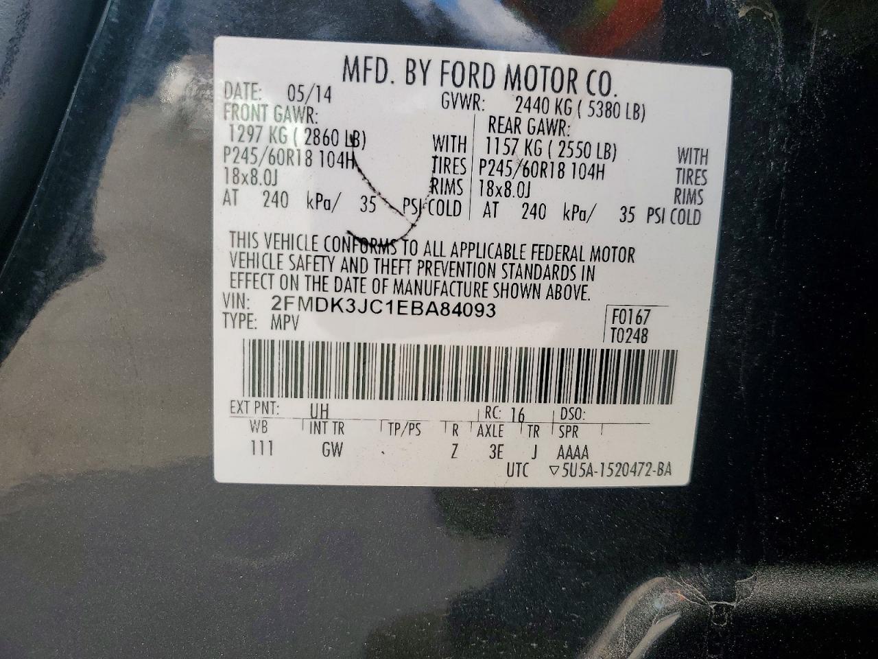 2014 FORD EDGE SEL photo 12
