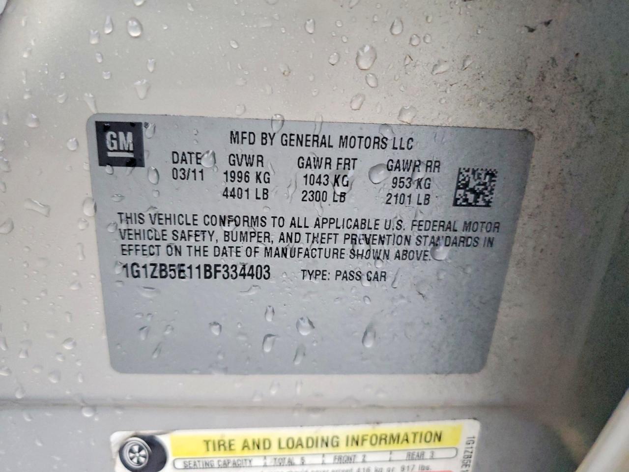 2011 CHEVROLET MALIBU LS photo 12