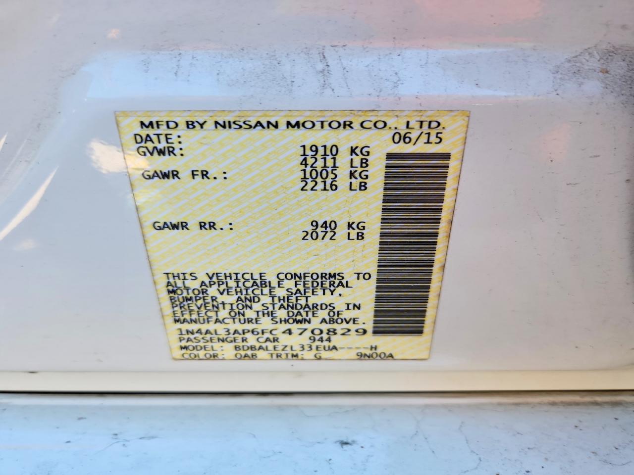 2015 NISSAN ALTIMA 2.5 photo 12