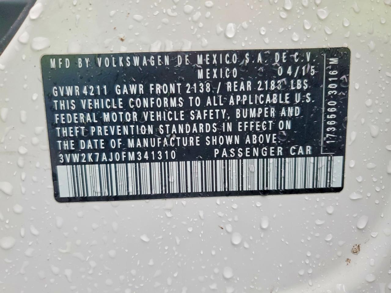 2015 VOLKSWAGEN JETTA BASE photo 12