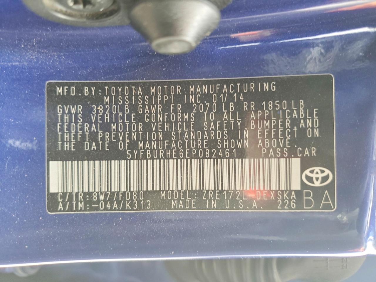2014 TOYOTA COROLLA L photo 13