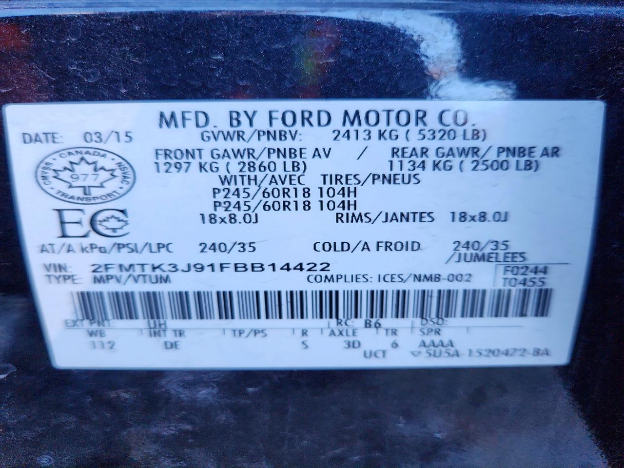 2015 FORD EDGE SEL photo 14