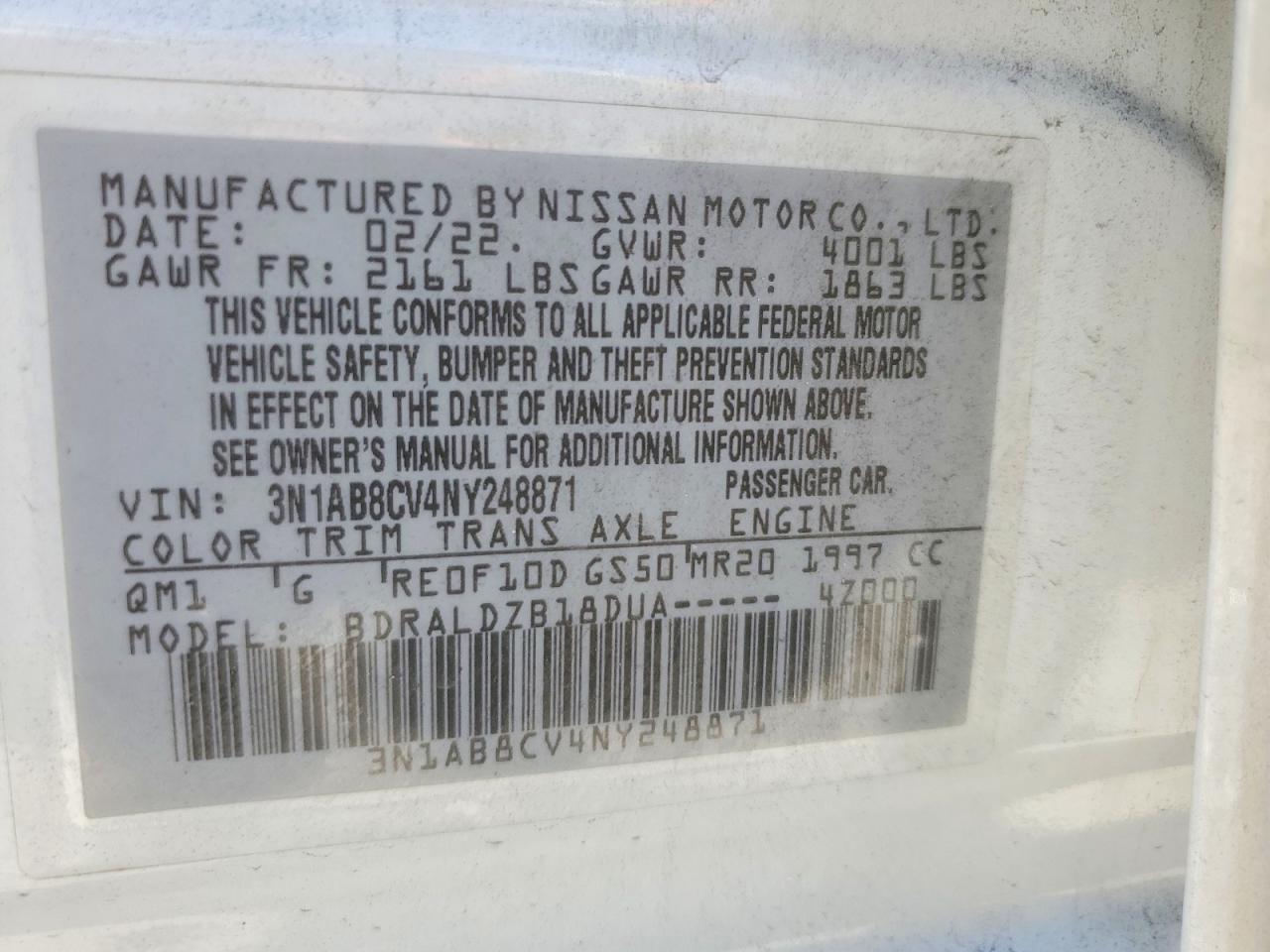 2022 NISSAN SENTRA SV photo 12