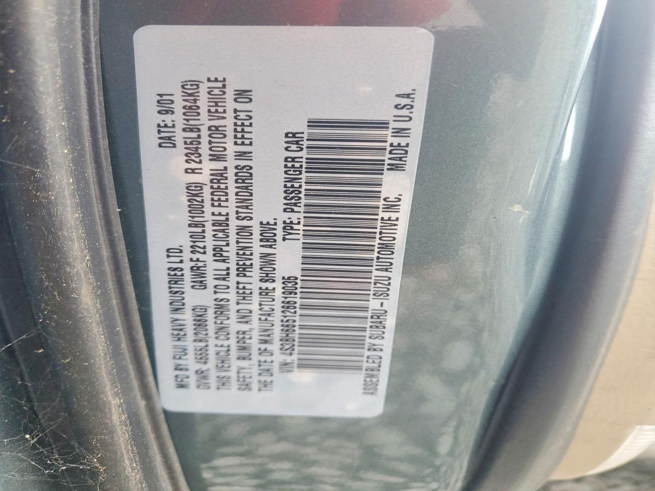 2002 SUBARU LEGACY OUTBACK photo 13