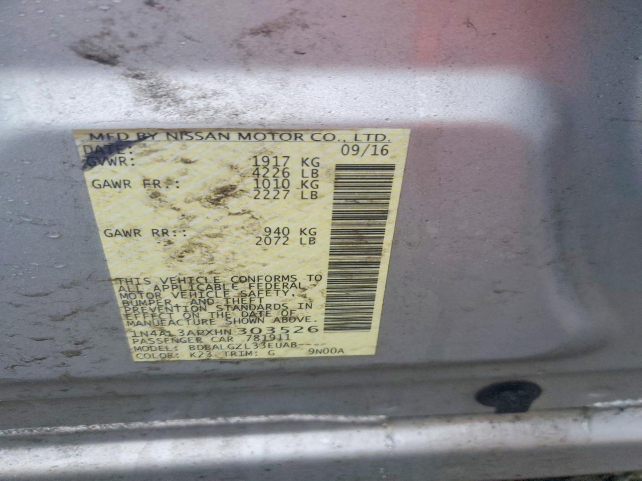 2017 NISSAN ALTIMA 2.5 photo 12