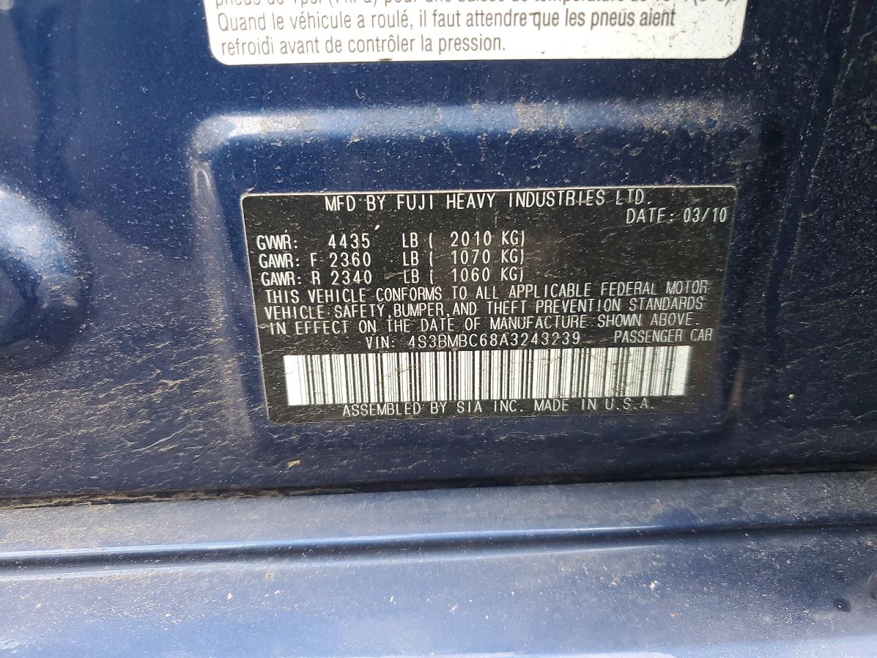 2010 SUBARU LEGACY 2.5I PREMIUM photo 12