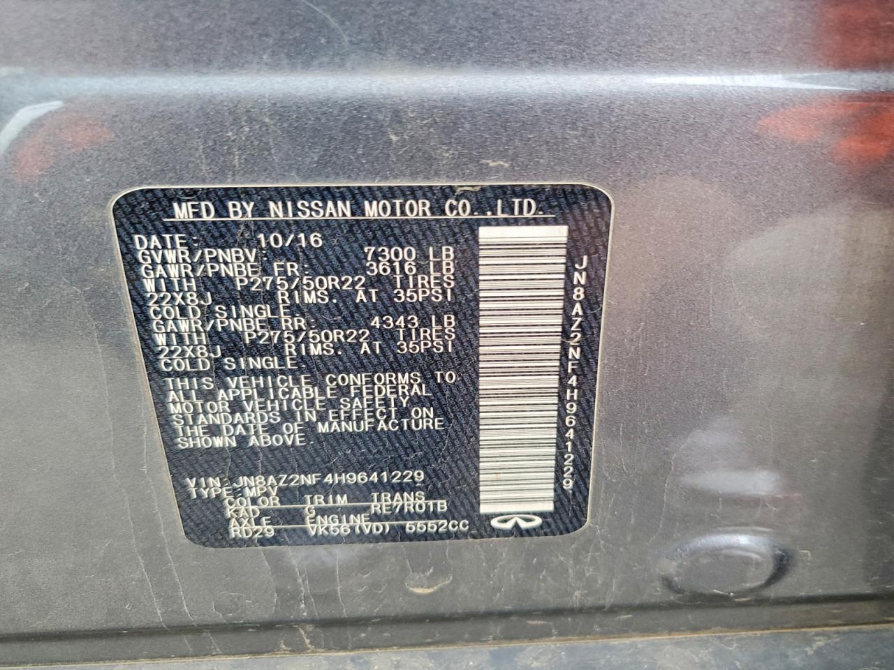 2017 INFINITI QX80 BASE photo 13