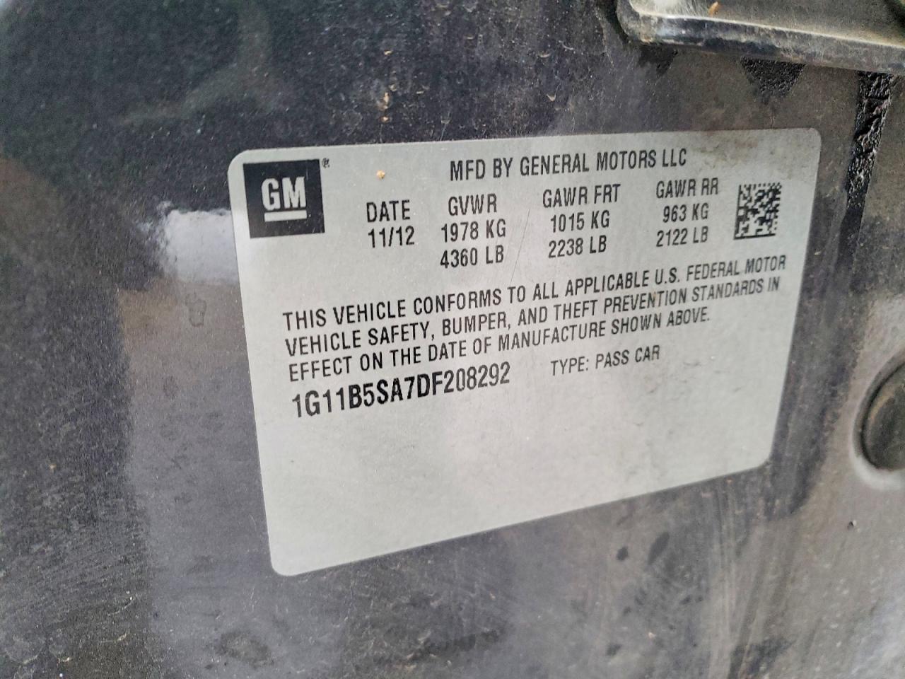 2013 CHEVROLET MALIBU LS photo 12