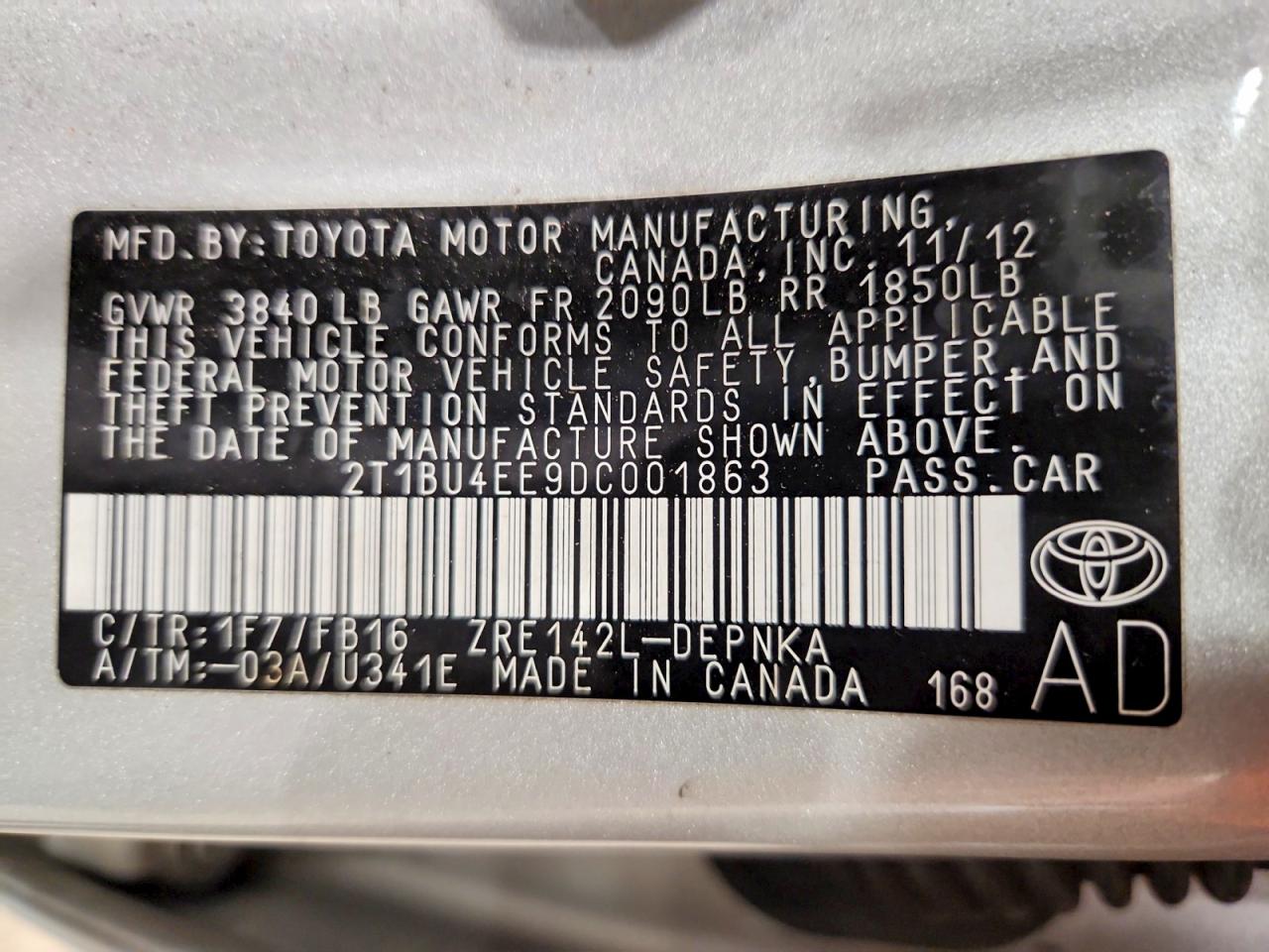 2013 TOYOTA COROLLA BASE photo 13