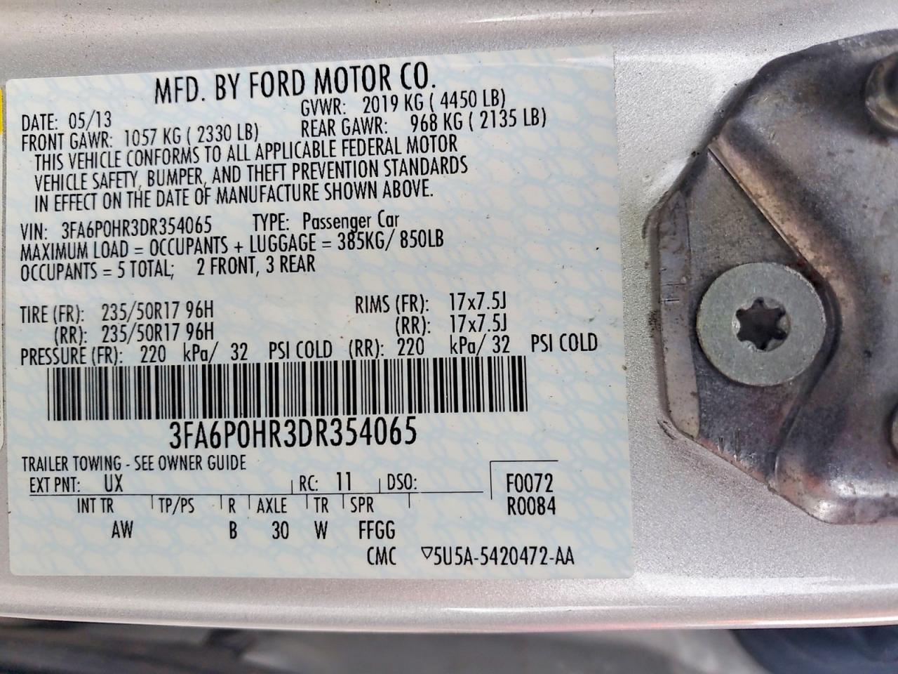 2013 FORD FUSION SE photo 12